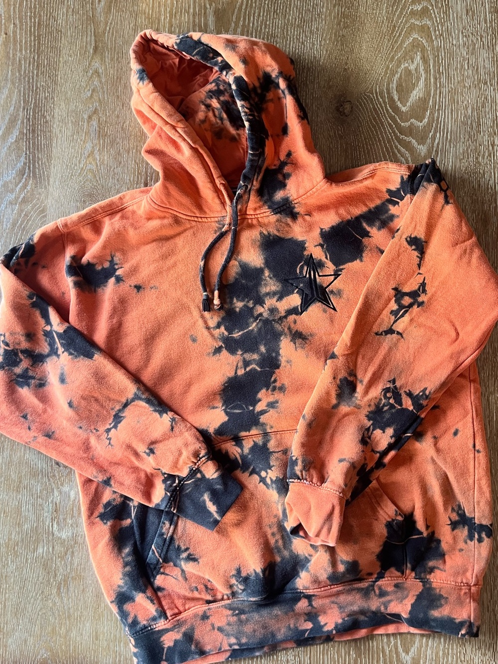 Jeffree Star Orange & Black Tie-Dye Hoodie with Star Tag